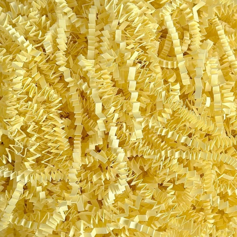 Corlcol 200g(7oz) Crinkle Paper Shredded Filler Paper for Gift Baskets Shreds Decoration Stuffing for Easter, Christmas(Light Yellow) - Image 1